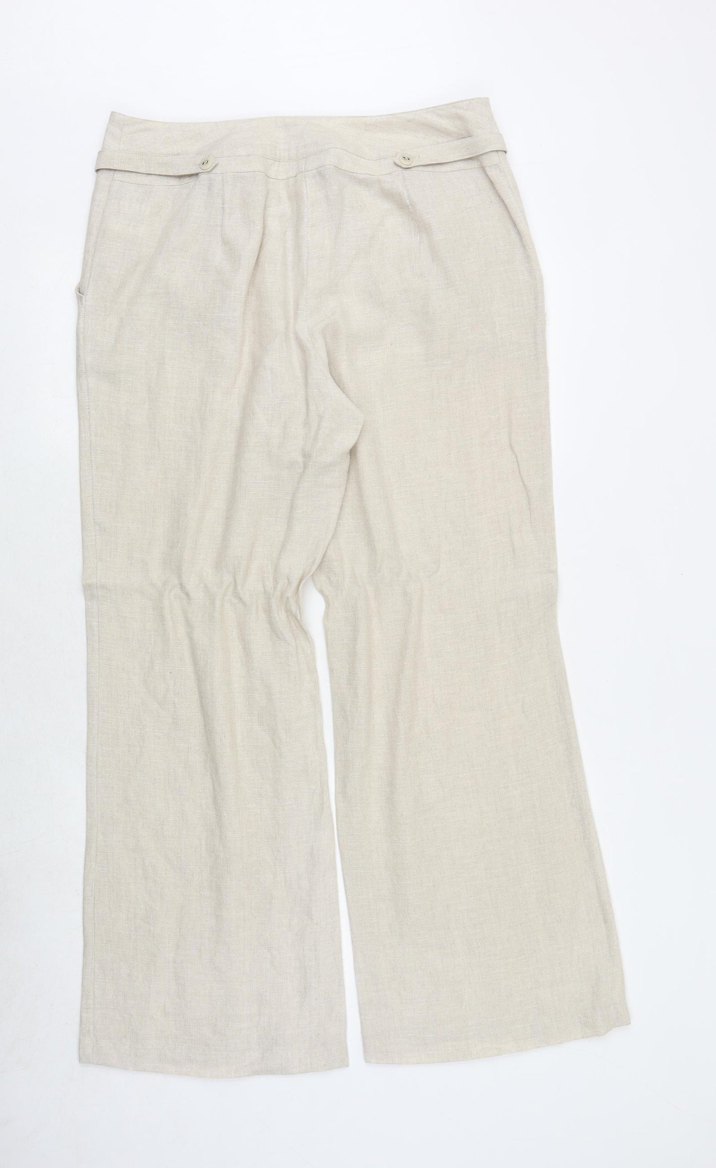 ALEX&CO Womens Beige Linen Trousers Size 16 Regular Zip