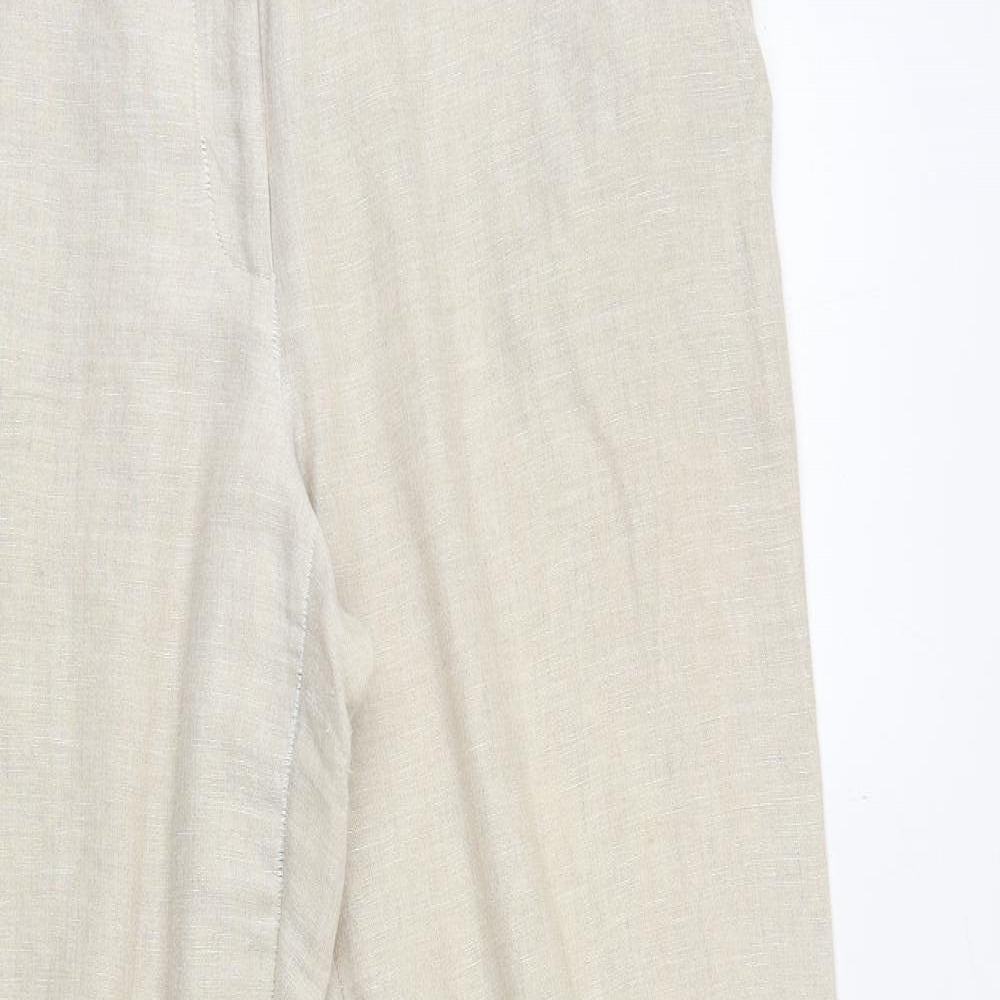 ALEX&CO Womens Beige Linen Trousers Size 16 Regular Zip