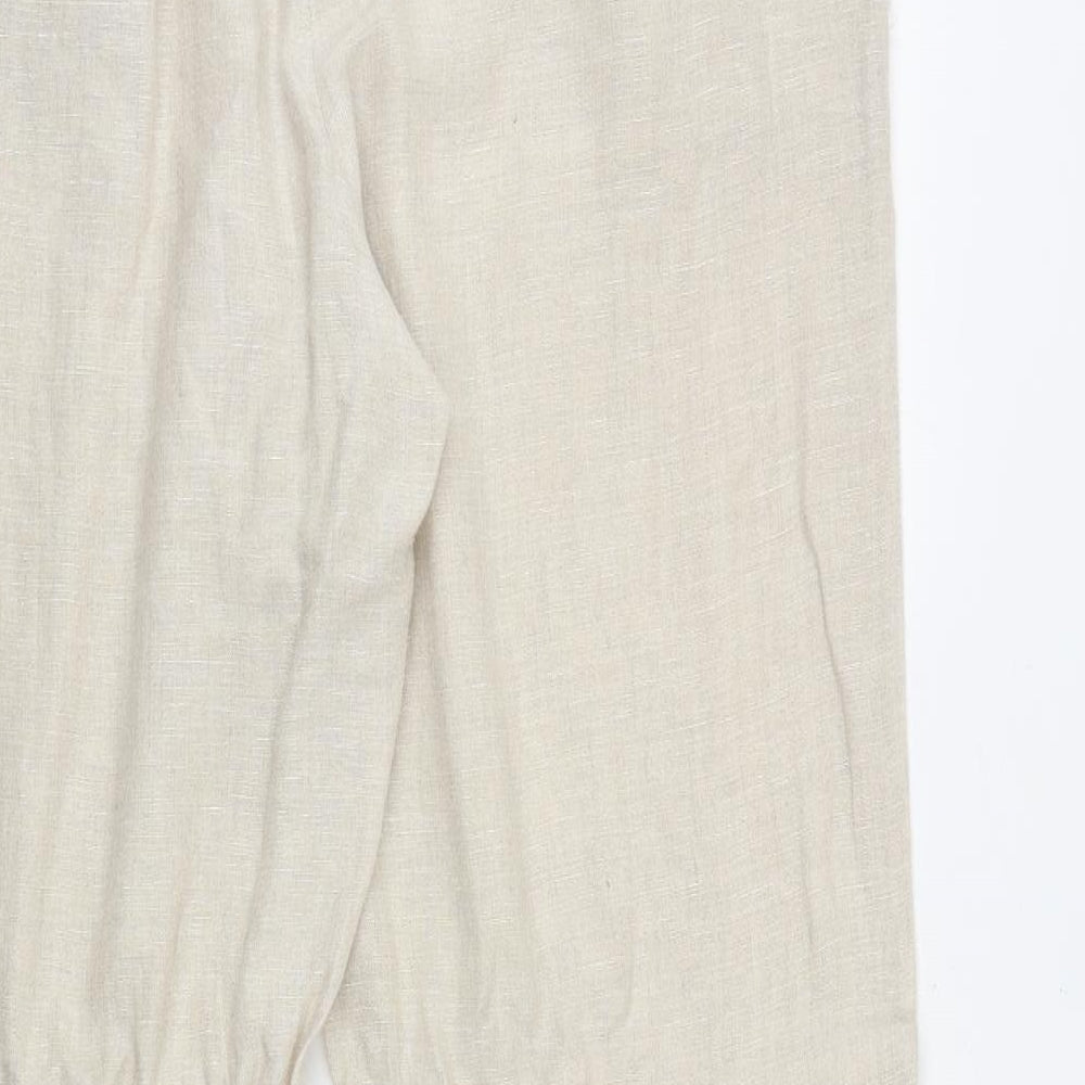 ALEX&CO Womens Beige Linen Trousers Size 16 Regular Zip