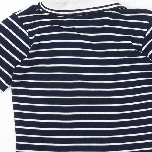 Spirit of Cannes Boys Blue Striped 100% Cotton Pullover Polo Size 3 Years Collared Button - French Riviera