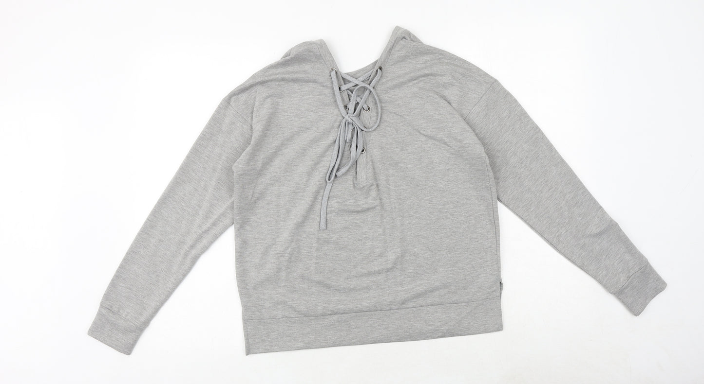 kyoden Womens Grey Viscose Pullover Sweatshirt Size S Pullover - Lace Up Back