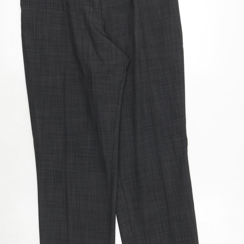 Marks and Spencer Womens Grey Geometric Polyester Trousers Size 12 Regular
