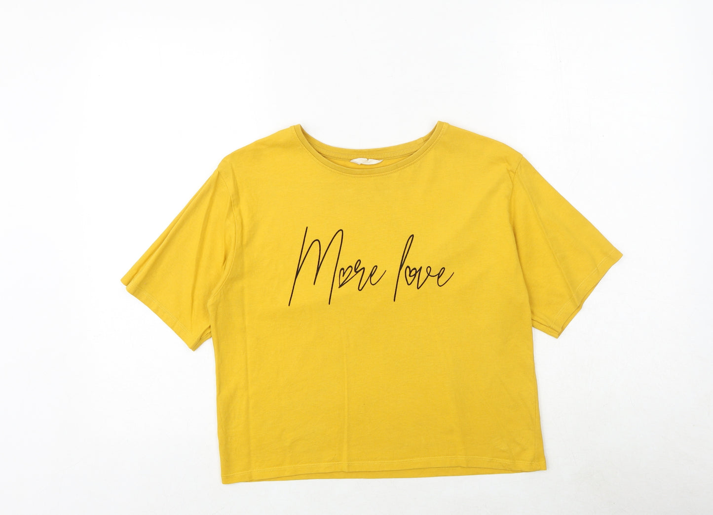 Candy Couture Girls Yellow 100% Cotton Pullover T-Shirt Size 15 Years Boat Neck Pullover - More Love