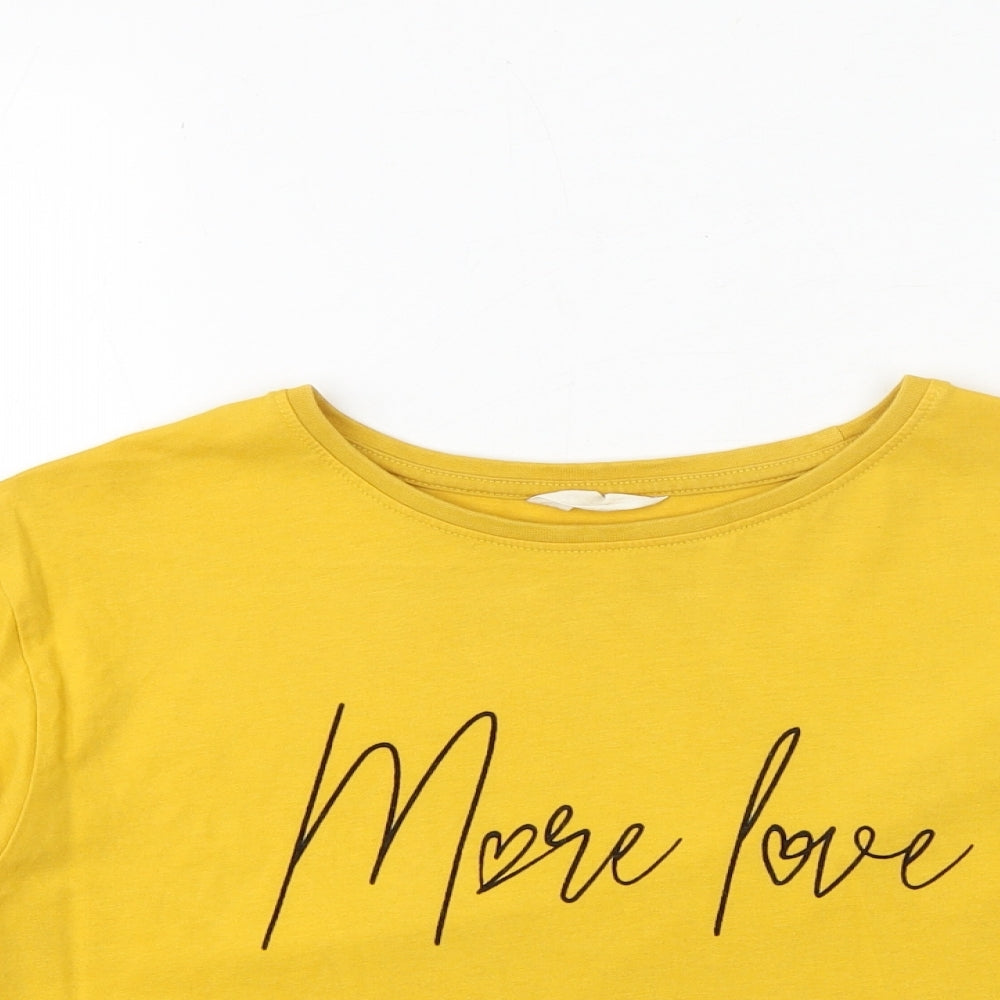 Candy Couture Girls Yellow 100% Cotton Pullover T-Shirt Size 15 Years Boat Neck Pullover - More Love