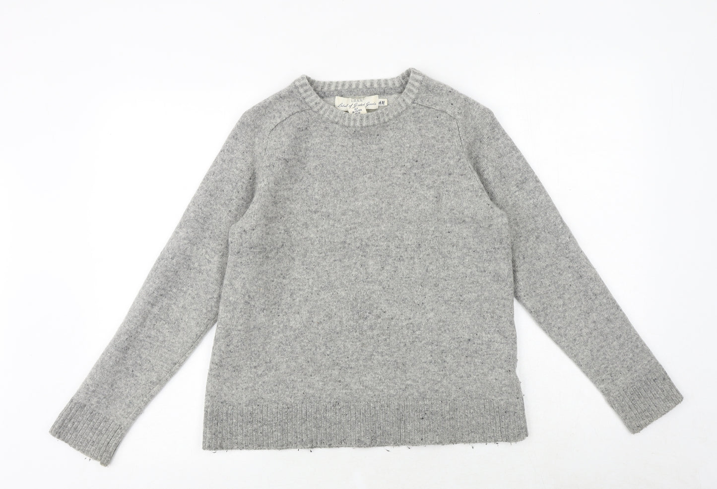 H&M Womens Grey Round Neck Acrylic Pullover Jumper Size S