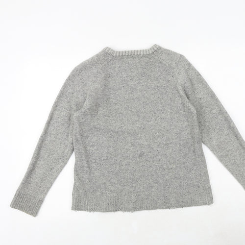 H&M Womens Grey Round Neck Acrylic Pullover Jumper Size S
