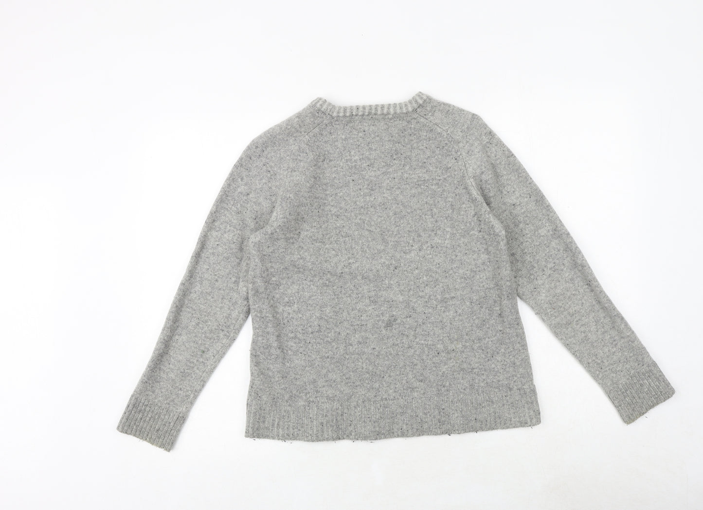 H&M Womens Grey Round Neck Acrylic Pullover Jumper Size S