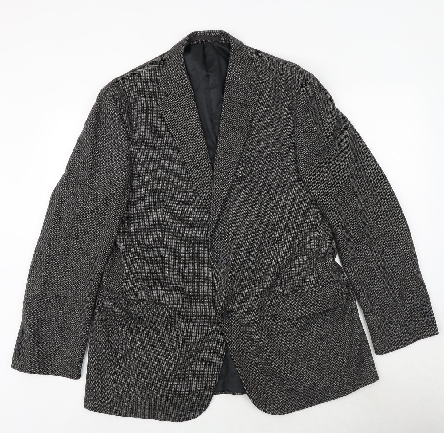 Marks and Spencer Mens Grey Geometric Wool Jacket Suit Jacket Size 42 Regular