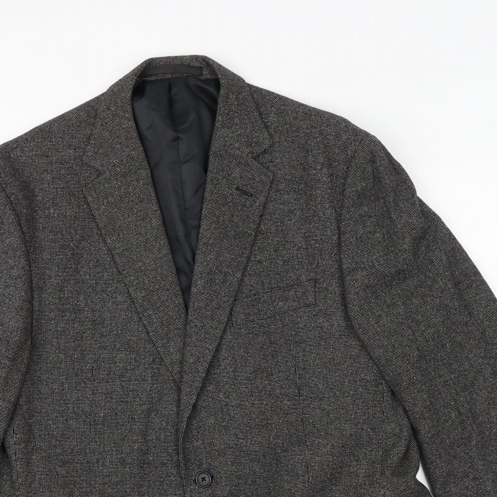 Marks and Spencer Mens Grey Geometric Wool Jacket Suit Jacket Size 42 Regular
