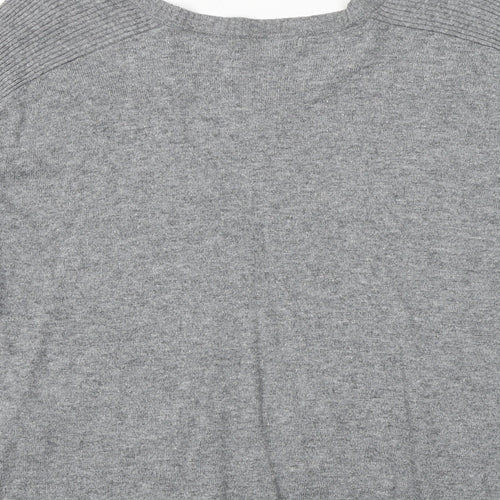 River Island Womens Grey V-Neck Viscose Pullover Jumper Size 8 - Elbow Patches
