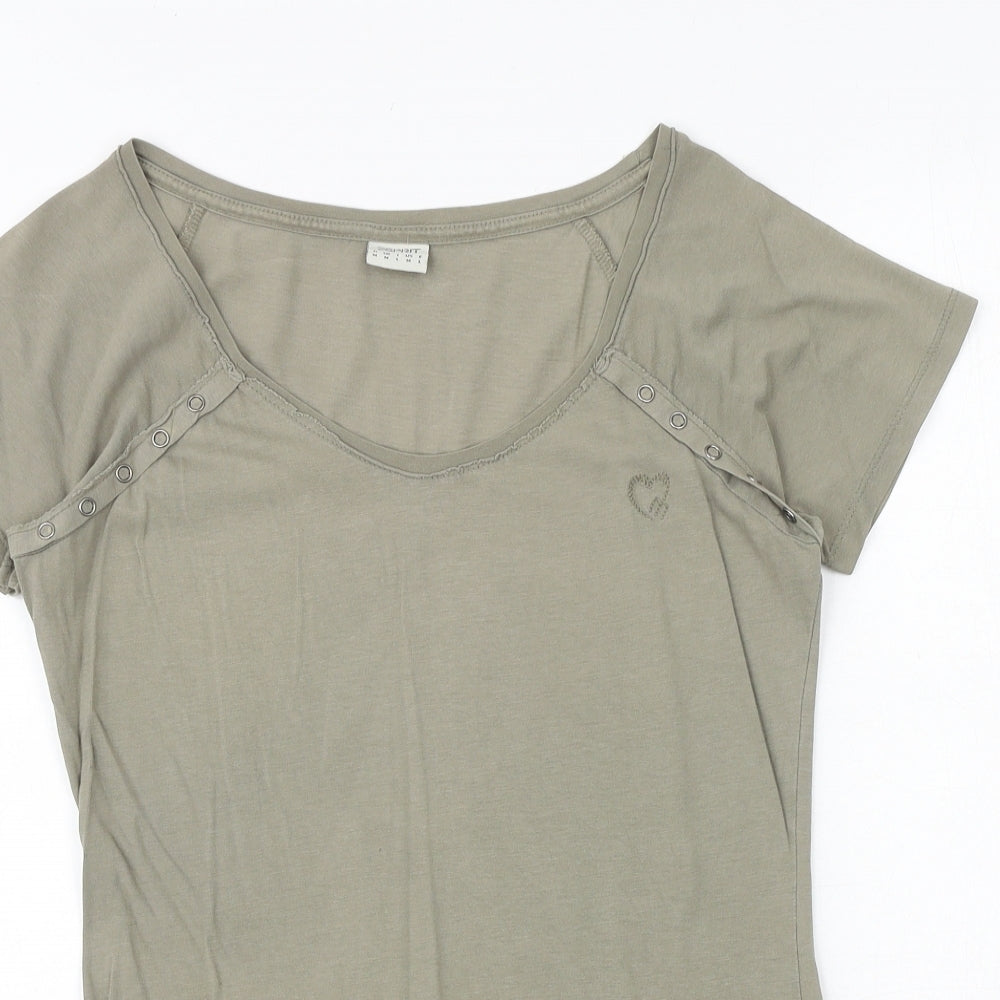 Espirit Womens Green 100% Cotton Basic T-Shirt Size M Round Neck