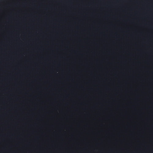 PRETTYLITTLETHING Womens Blue Polyester Cropped T-Shirt Size 14 Crew Neck