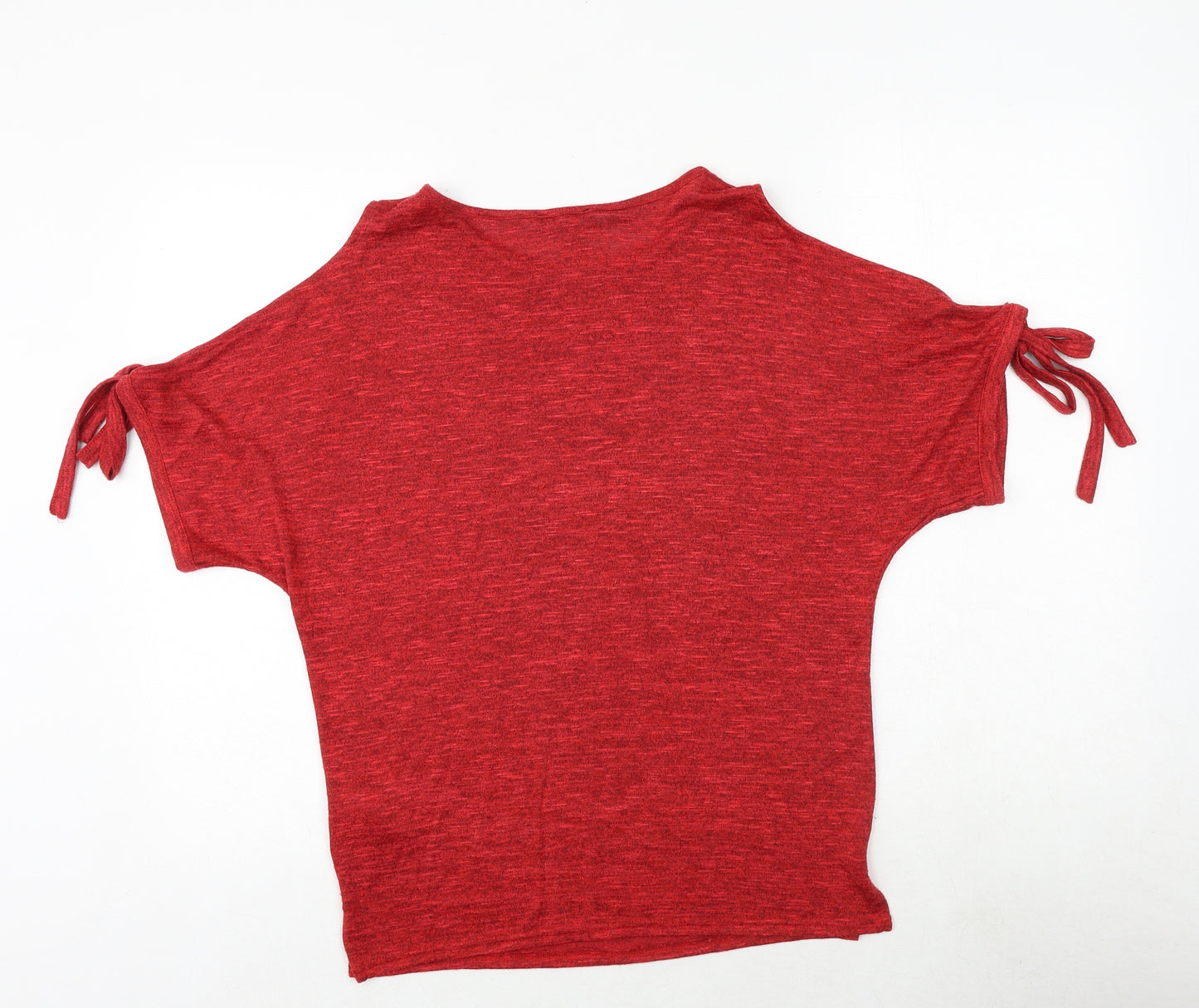 New Look Womens Red Polyester Basic Blouse Size S Boat Neck - Cold Shoulder