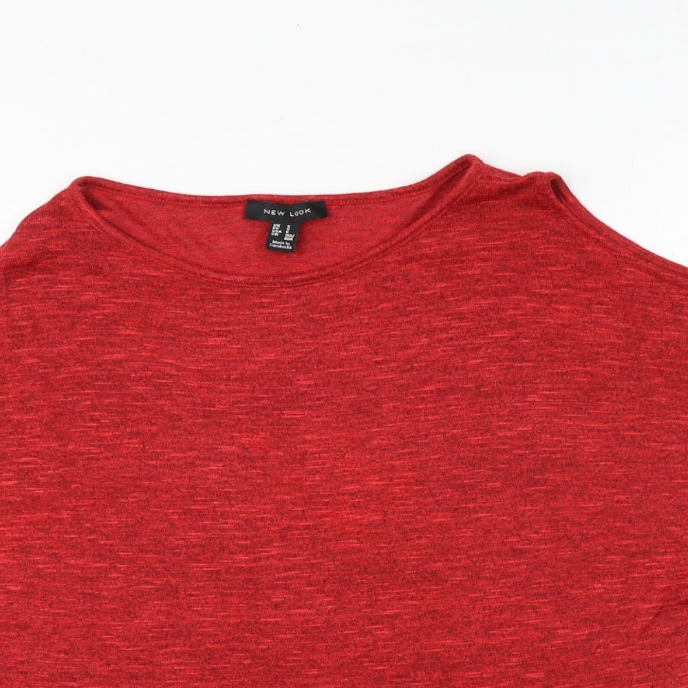 New Look Womens Red Polyester Basic Blouse Size S Boat Neck - Cold Shoulder