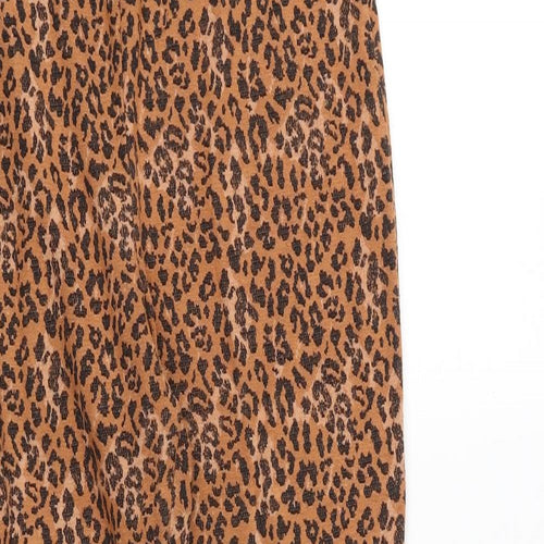 ASOS Womens Orange Animal Print Polyester Trousers Size 10 Regular - Leopard Print