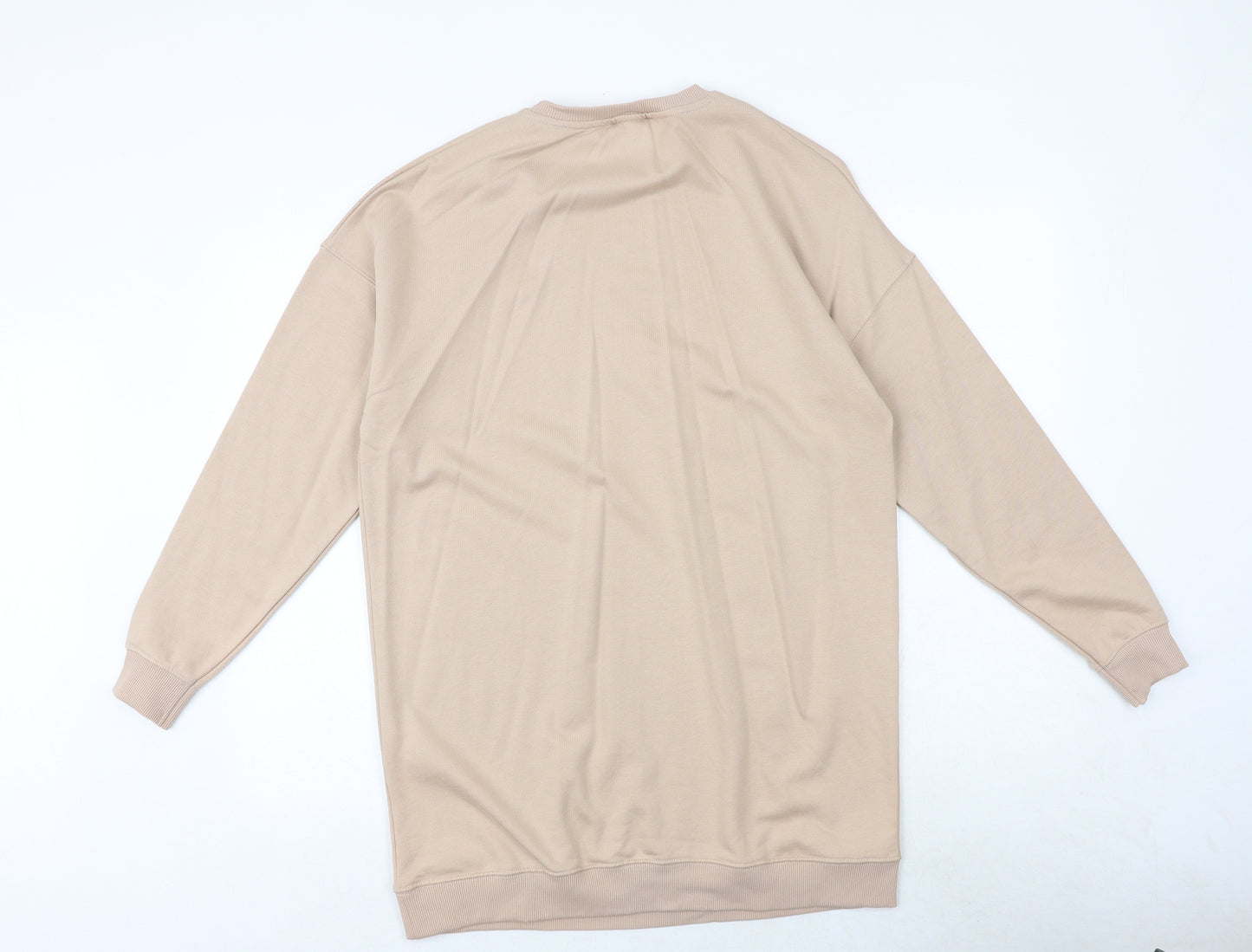 New Look Womens Beige Cotton Jumper Dress Size S Round Neck Pullover - Couture