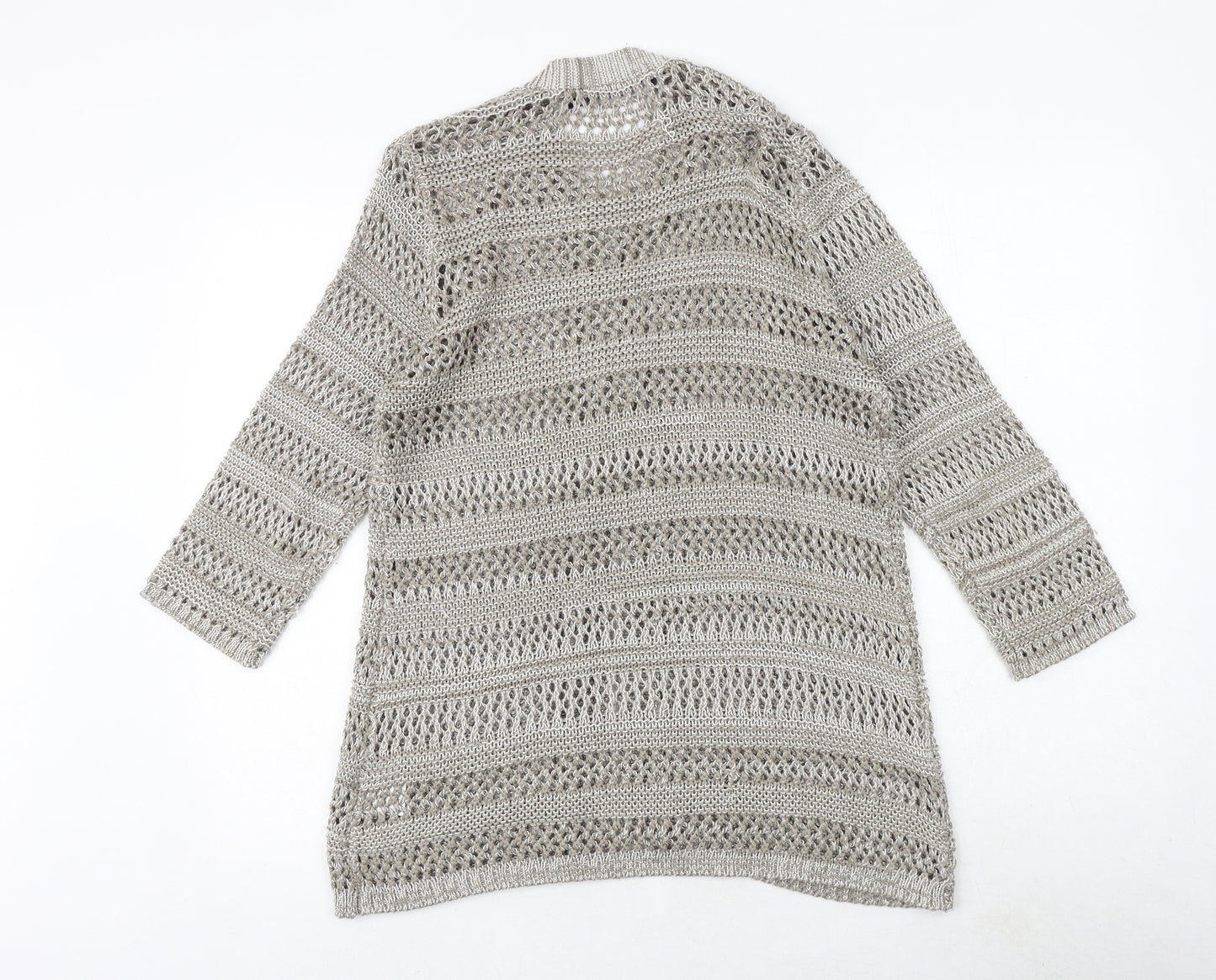 EWM Womens Beige Round Neck Acrylic Cardigan Jumper Size M - Size 14-16