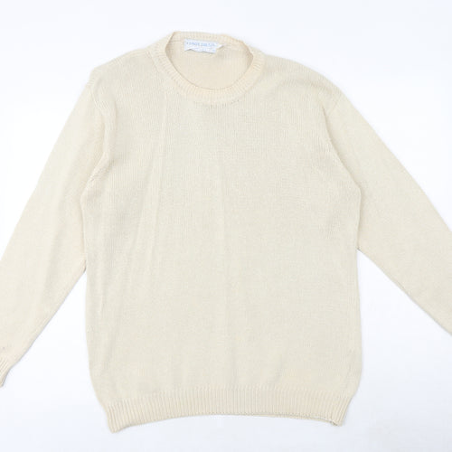 COMPLIMENTS Womens Beige Round Neck 100% Cotton Pullover Jumper Size M