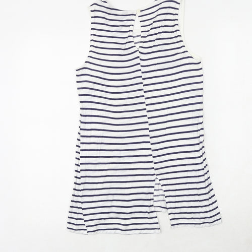 Dorothy Perkins Womens White Striped Polyester Basic Tank Size 10 Boat Neck - Crocheted Lace Detail