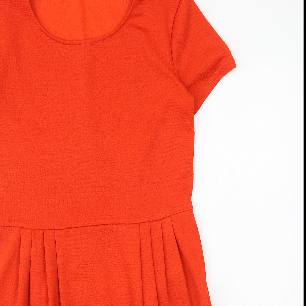 River Island Womens Red Polyester T-Shirt Dress Size 14 Round Neck Pullover