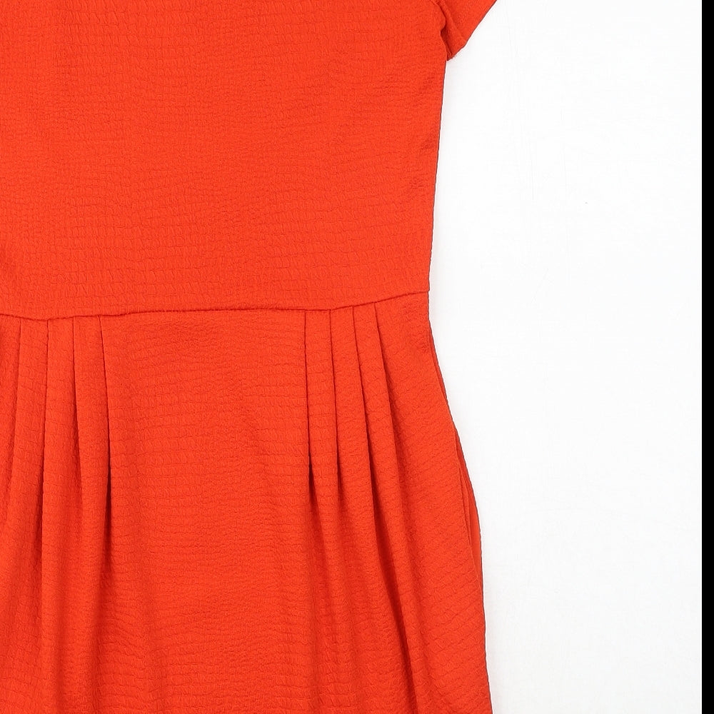 River Island Womens Red Polyester T-Shirt Dress Size 14 Round Neck Pullover