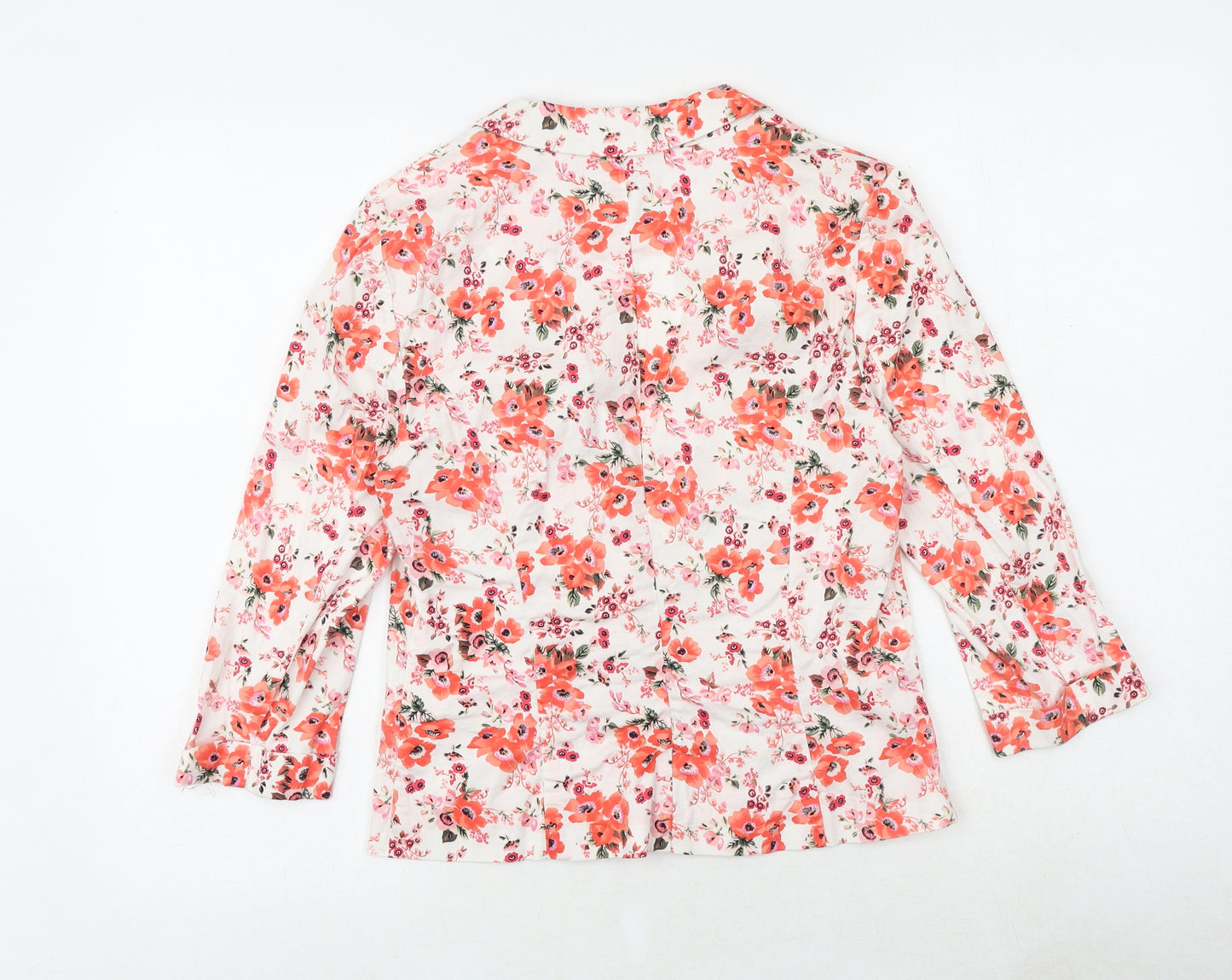 Warehouse Womens White Floral Jacket Blazer Size 12 Button
