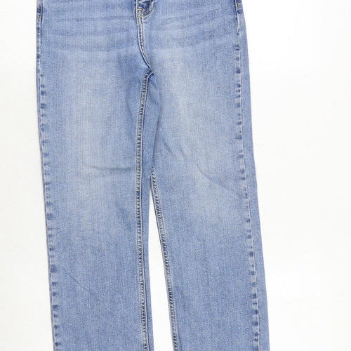 Topshop Womens Blue Cotton Straight Jeans Size 26 in Regular Zip