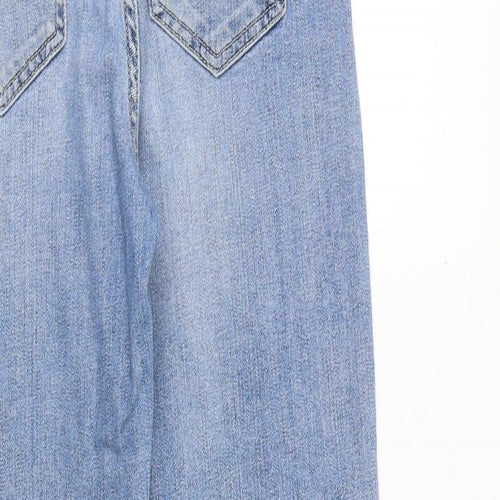Topshop Womens Blue Cotton Straight Jeans Size 26 in Regular Zip