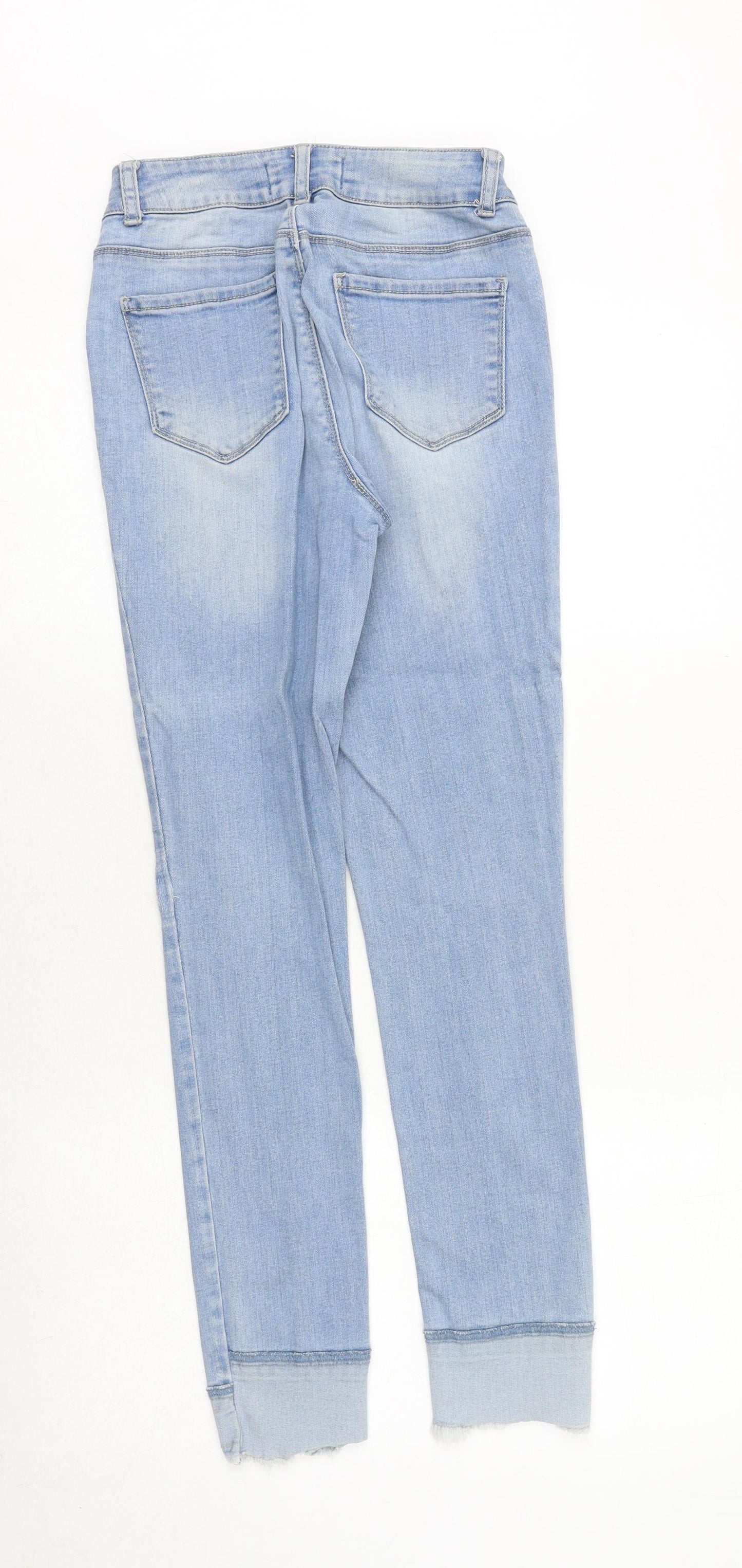 New Look Girls Blue Cotton Skinny Jeans Size 13 Years Slim Zip - Distressed