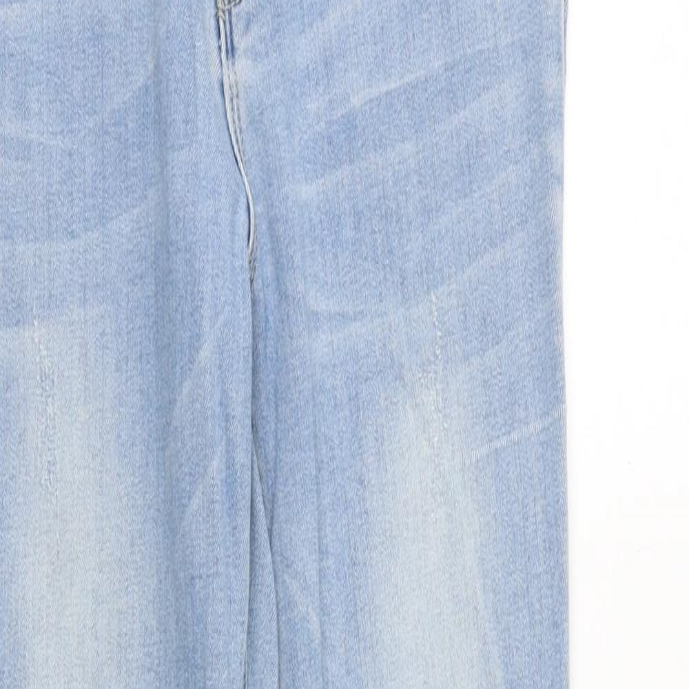 New Look Girls Blue Cotton Skinny Jeans Size 13 Years Slim Zip - Distressed