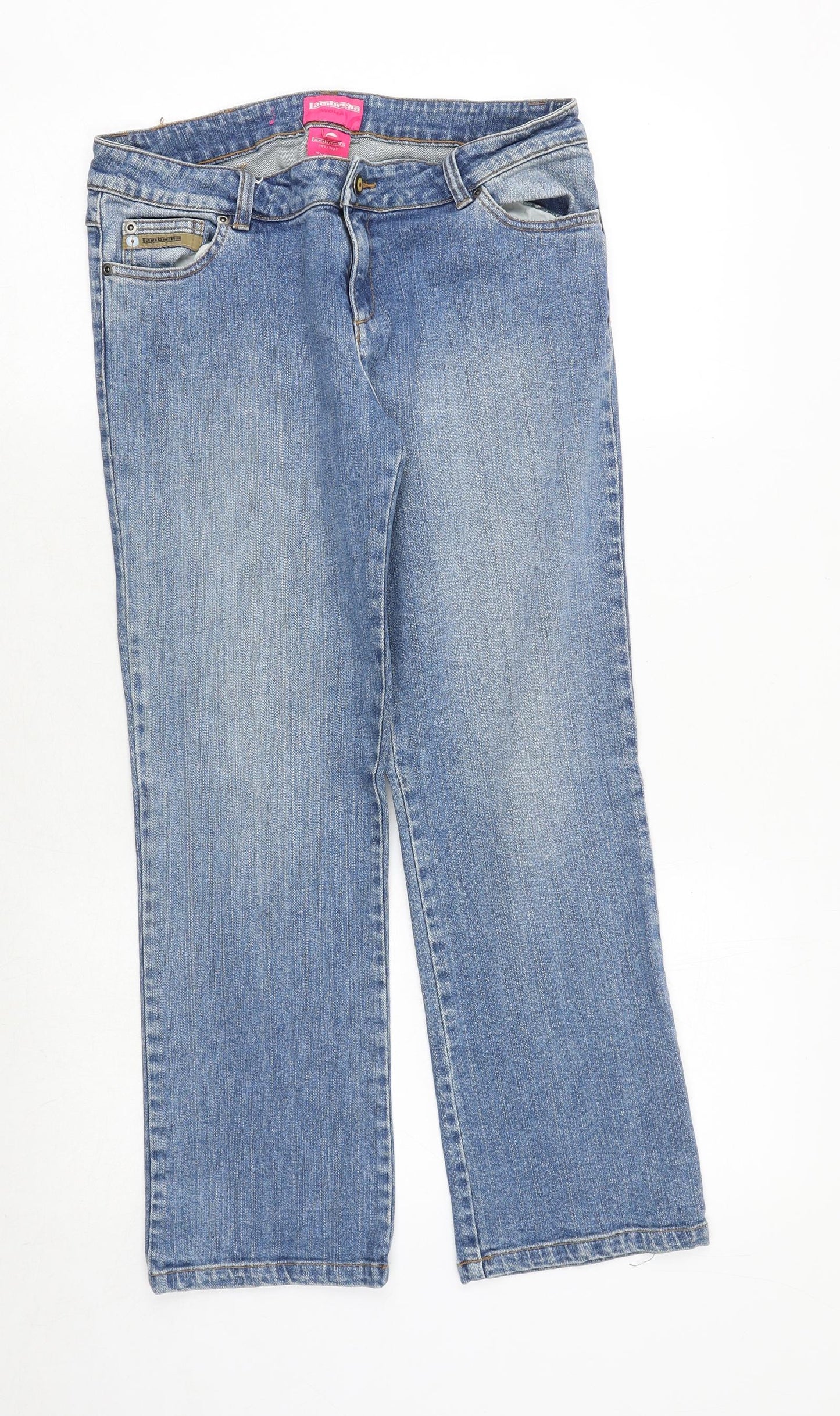 Lambretta Womens Blue Cotton Bootcut Jeans Size 12 Regular Zip