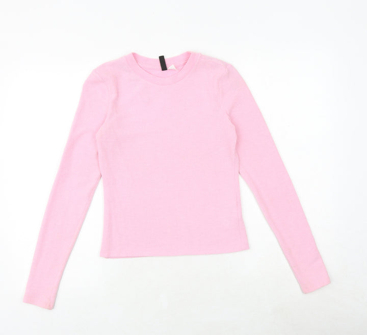 H&M Womens Pink Round Neck Polyester Pullover Jumper Size S