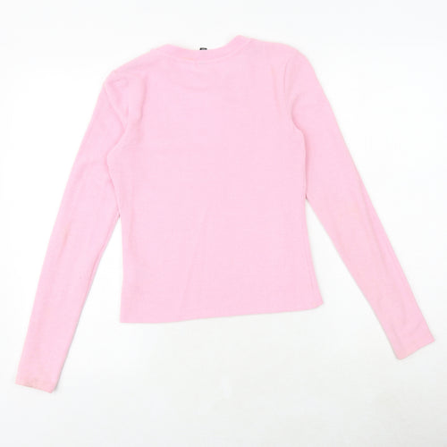 H&M Womens Pink Round Neck Polyester Pullover Jumper Size S