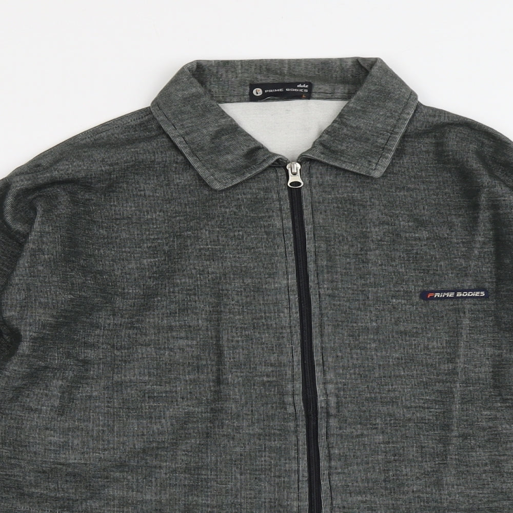 Prime Bodies Mens Green Polyester Full Zip Sweatshirt Size L