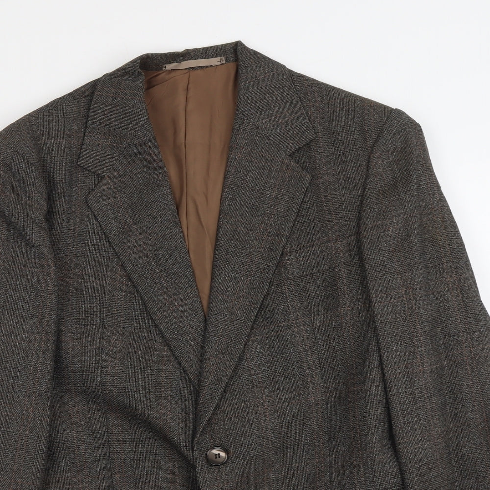 Hardy Amies Mens Grey Geometric Wool Jacket Suit Jacket Size M Regular