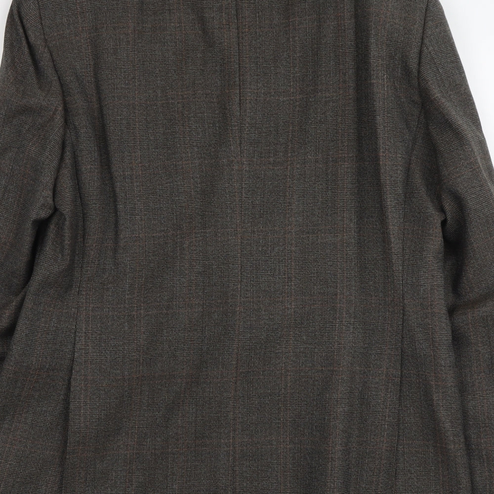 Hardy Amies Mens Grey Geometric Wool Jacket Suit Jacket Size M Regular