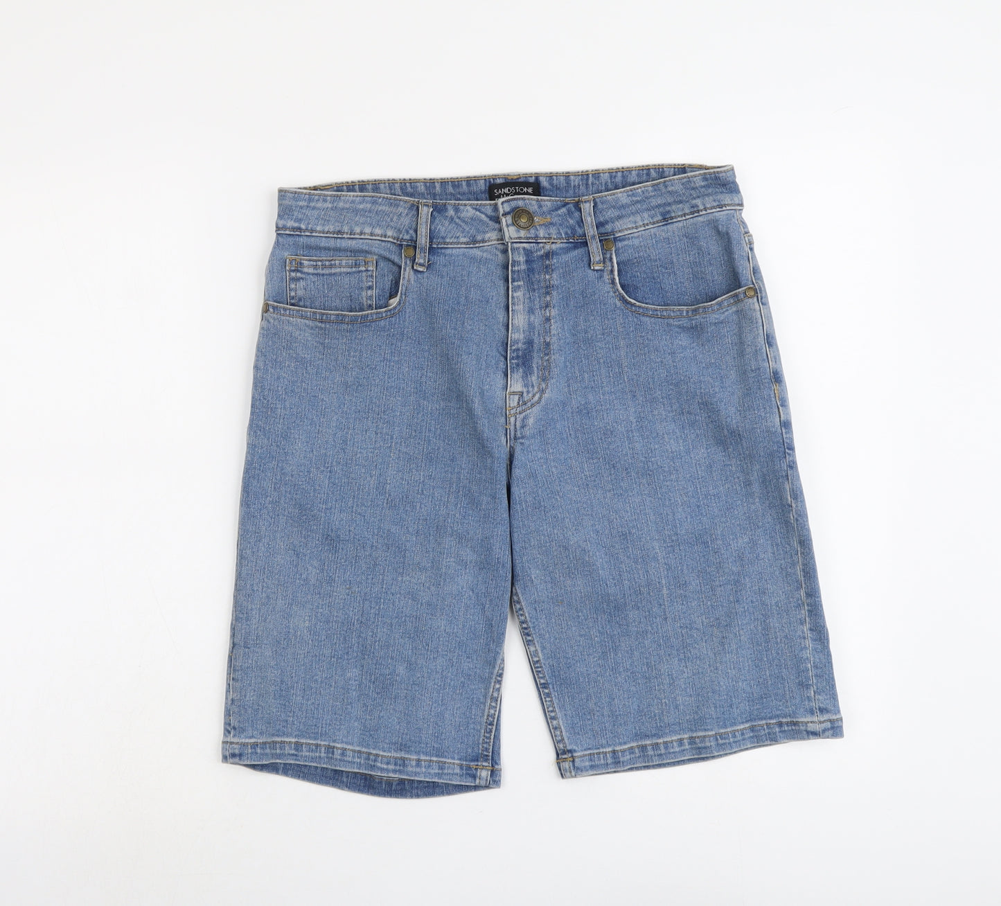 M&Co Mens Blue Cotton Chino Shorts Size 32 in L10 in Regular Button