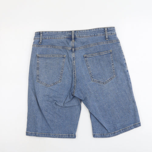 M&Co Mens Blue Cotton Chino Shorts Size 32 in L10 in Regular Button