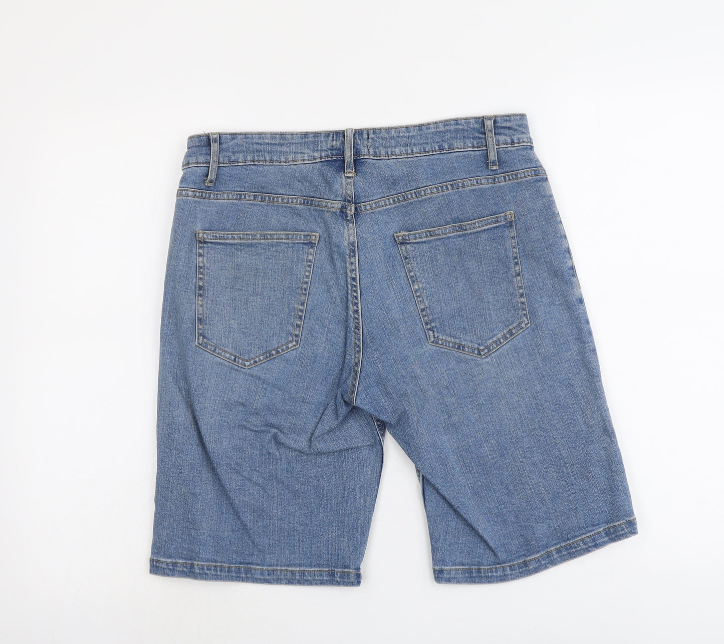 M&Co Mens Blue Cotton Chino Shorts Size 32 in L10 in Regular Button