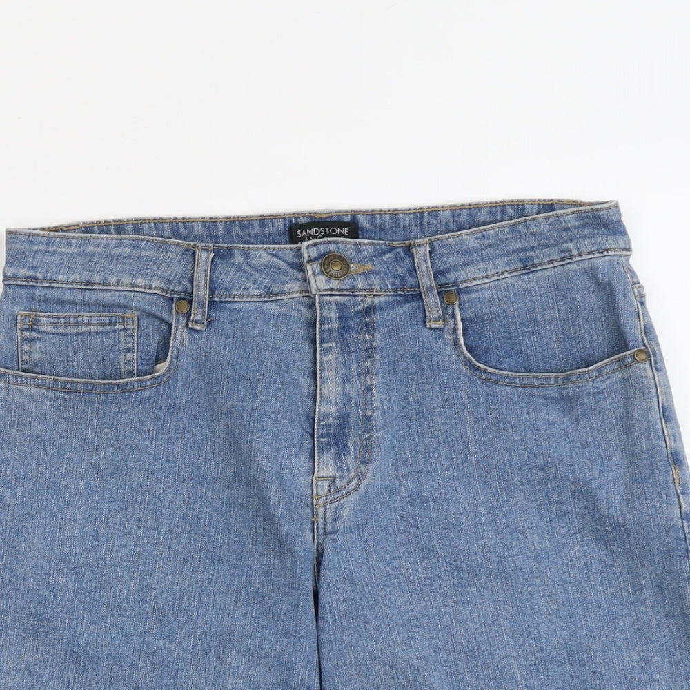 M&Co Mens Blue Cotton Chino Shorts Size 32 in L10 in Regular Button