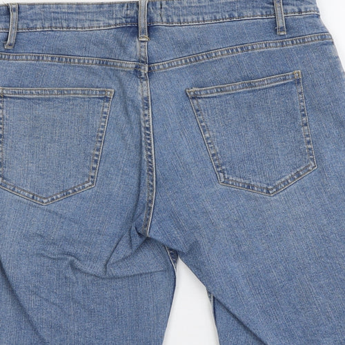 M&Co Mens Blue Cotton Chino Shorts Size 32 in L10 in Regular Button
