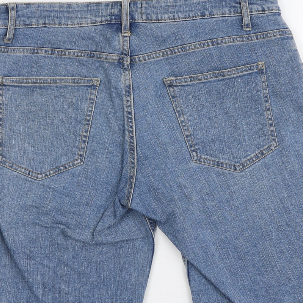 M&Co Mens Blue Cotton Chino Shorts Size 32 in L10 in Regular Button