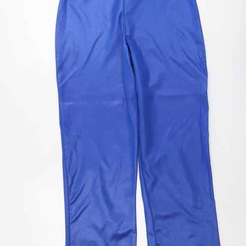Boohoo Womens Blue Polyester Trousers Size 10 L30 in Regular Zip
