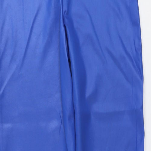 Boohoo Womens Blue Polyester Trousers Size 10 L30 in Regular Zip