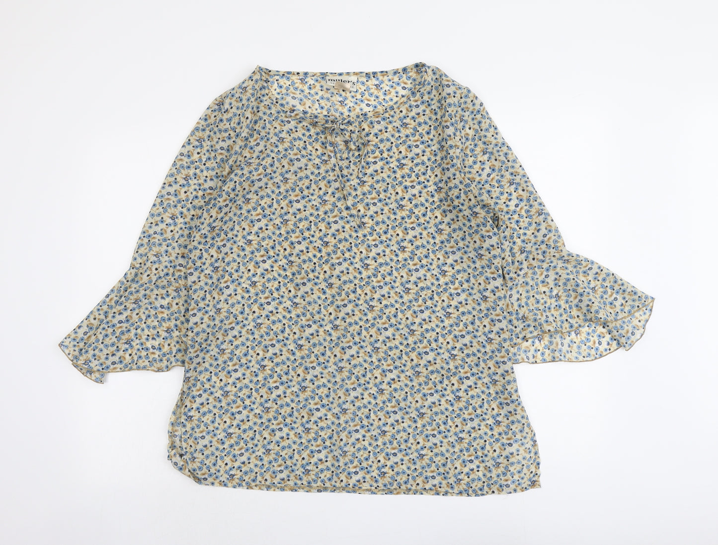 Miller's Womens Beige Floral Polyester Basic Blouse Size 12 Round Neck