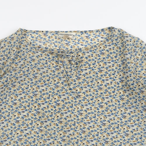 Miller's Womens Beige Floral Polyester Basic Blouse Size 12 Round Neck