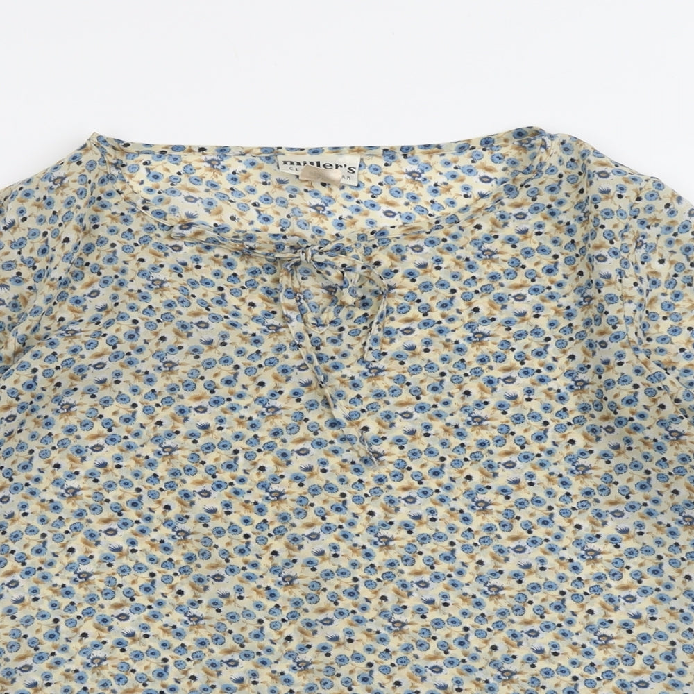 Miller's Womens Beige Floral Polyester Basic Blouse Size 12 Round Neck