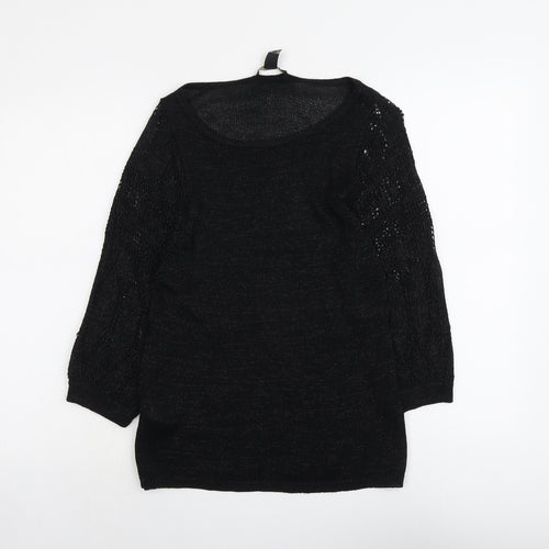 Mango Womens Black Round Neck Viscose Pullover Jumper Size L