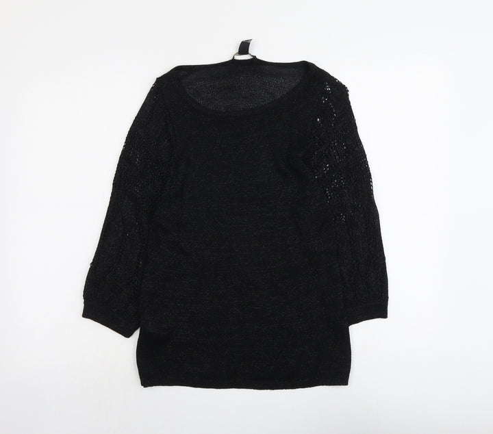 Mango Womens Black Round Neck Viscose Pullover Jumper Size L