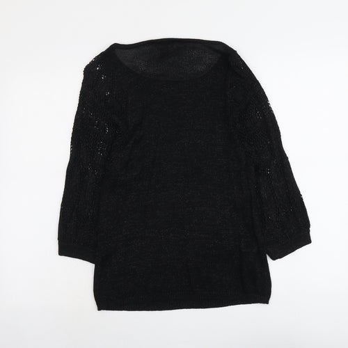 Mango Womens Black Round Neck Viscose Pullover Jumper Size L